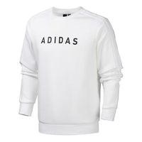 adidas logo Printing Sports Round Neck Pullover White FM9380