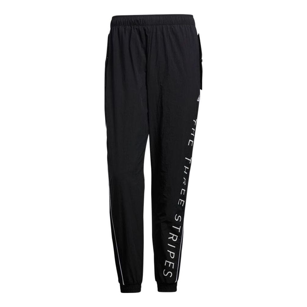 adidas Alphabet Elastic Waistband Casual Sports Pants Men's Black HM2689