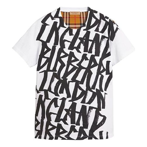 Burberry Graffiti Print Vintage Plaid White 40737401
