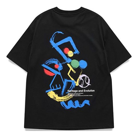 FILA FUSION Back Graffiti Printing Loose Sports Short Sleeve Black T11W121103F-BK