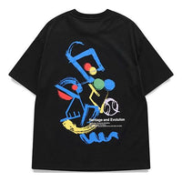 FILA FUSION Back Graffiti Printing Loose Sports Short Sleeve Black T11W121103F-BK