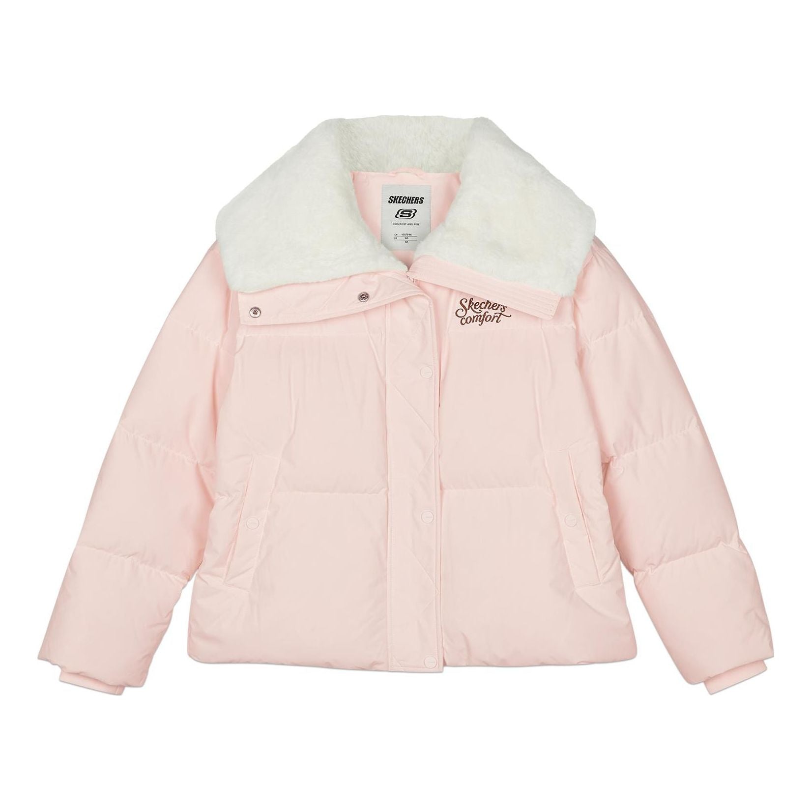 (WMNS) Skechers FASHION Letter Printed Down Jacket 'Pink White' L423W124-01NK