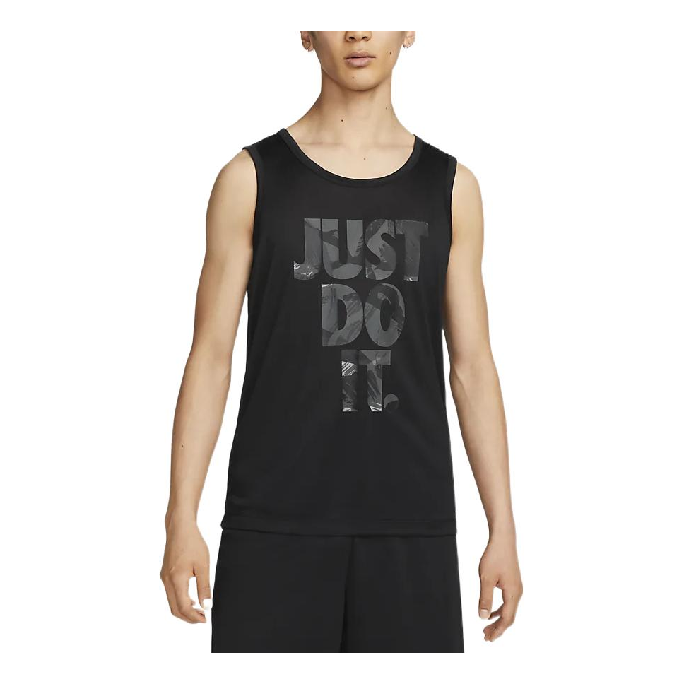 Men's Nike Dri-FIT Alphabet Printing Round Neck Pullover Camisole Black Vest DR7564-010