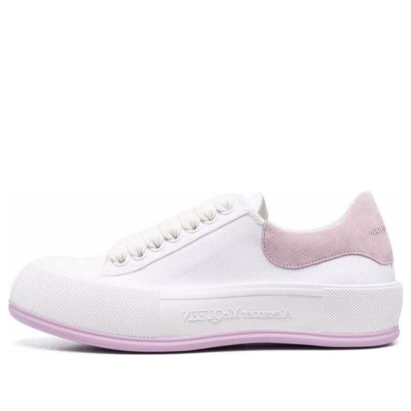 (WMNS) Alexander McQueen Deck Skate Plimsoll Lace Up 'White Lilac' 654593W4MV79490
