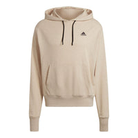 Men's adidas Botandye Logo Micro Mark Solid Color Hooded Casual Pullover Light Grey HE3070
