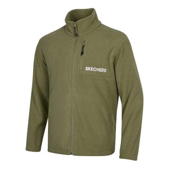 Skechers Letter Brand Logo Print Zip Jacket 'Olive Green Black Blue' P422M080