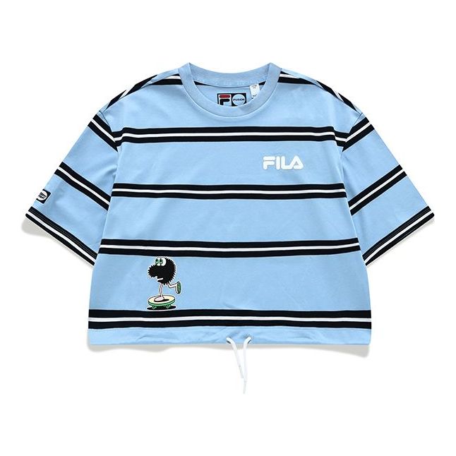FILA FUSION x Jeremyville Crossover Stripe Loose Short Sleeve Blue White Stripe T11W139103F-LB