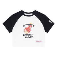 (WMNS) Mitchell & Ness x NBA Miami Heat Short Board T-shirt 'White Black' MNJYSST23018-BLACK