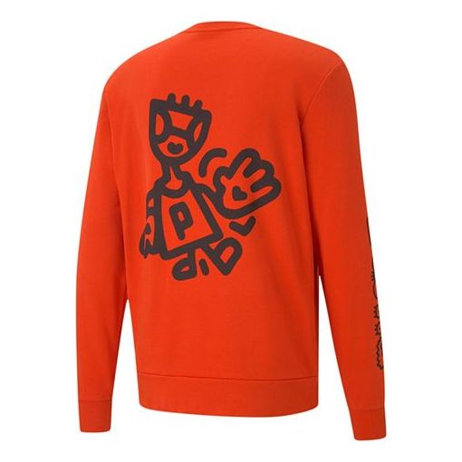 PUMA x MR DOODLE CREW Crossover Athleisure Casual Sports Round Neck Pullover Orange 598682-20