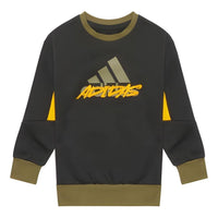 (GS) adidas Fleece Crew Sweashirt Asia Sizing 'Black Yellow' H40305