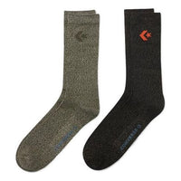 Converse Embroidered Logo Quarter Socks Two Pairs 'Black Olive Green' 10023578-A01