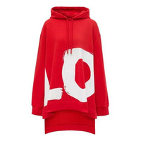 (WMNS) Burberry Love Printing Loose Hoodie Red 80381291