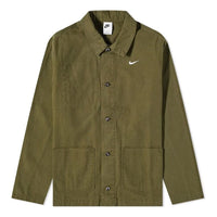 Men's Nike Life Chore Jacket Solid Color Logo Embroidered Green DQ5184-326