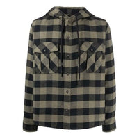 Off-White FW21 Arrow Pattern Logo Printing Plaid hooded Long Sleeves Shirt Version Green OMGA125F21FAB0011001