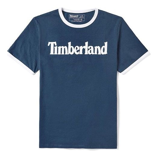 Men's Timberland Casual Round Neck Printing Short Sleeve Blue A2B86433