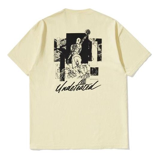 Men's UNDEFEATED Alphabet Printing Round Neck Short Sleeve Yellow 80094-YELLOW