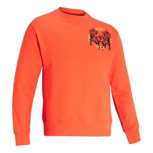 Men's Under Armour Originators Printing Fleece Lined Pullover Orange 1353353-646