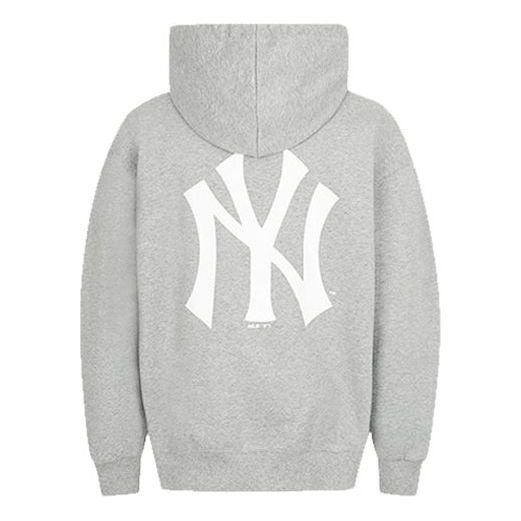 MLB New York Yankees Basic Large Logo Printing Sports hooded Long Sleeves Unisex Gray 31HD03011-50M