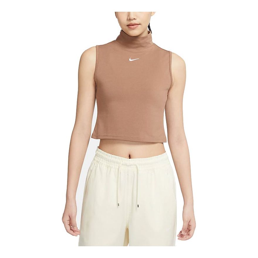 (WMNS) Nike Sportswear Collection Essentials Embroidery Logo Knitting Waistcoat Brown DD5881-256