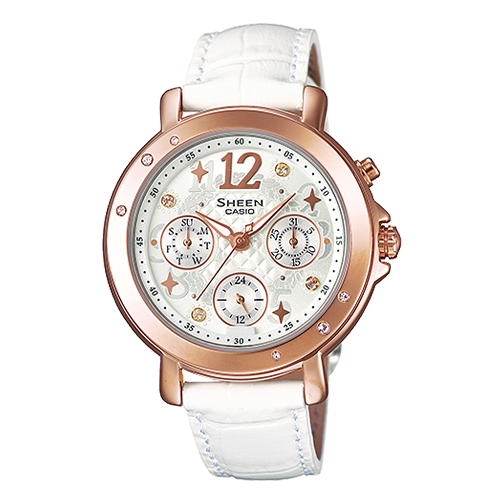 CASIO SHEEN Series Quartz Watch Leather Strap 50m Waterproof SHE-3033GL-7A