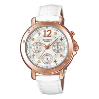 CASIO SHEEN Series Quartz Watch Leather Strap 50m Waterproof SHE-3033GL-7A