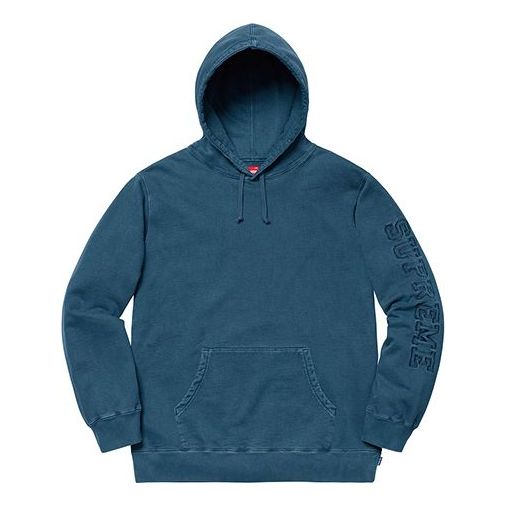 Supreme SS19 Overdyed Hooded Sweatshirt Distress Blue SUP-SS19-10280