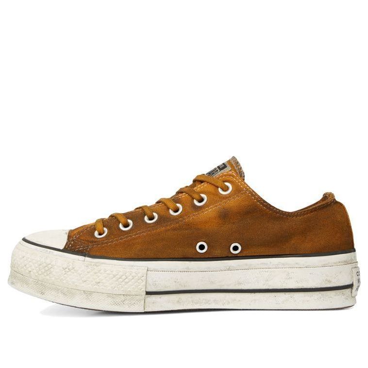 (WMNS) Converse Chuck Taylor All Star Canvas Rust Platform Low Top Thick Sole Dirty Shoes Yellow White 565762C