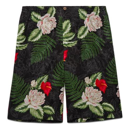 Gucci Hawaiian Printed Rayon Shorts For Men Black 619073-ZAEMQ-1030
