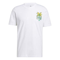 adidas Summer Bckt Coconut Tree Printing Basketball Sport Short Sleeve Men's White GS7198