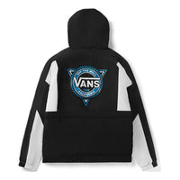 Vans Contrast Color Stitching hooded track Jacket Couple Style Black VN0A48CJBLK
