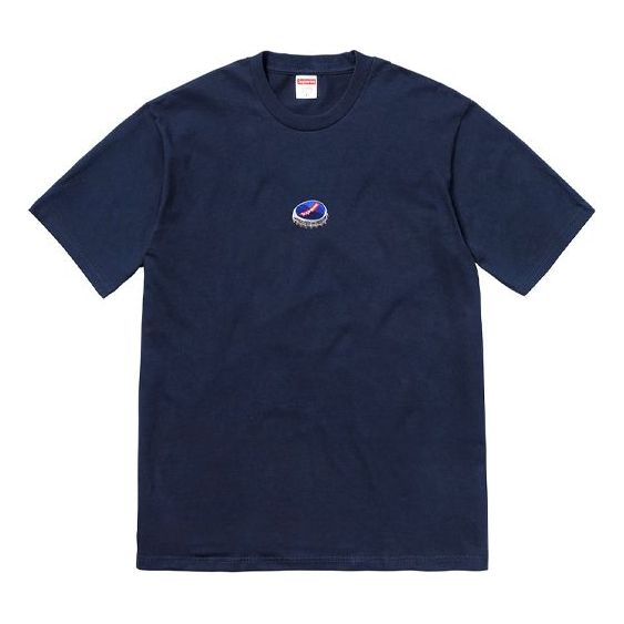 Supreme FW18 Bottle Cap Tee Bright Blue Logo Tee SUP-FW18-038