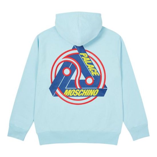 PALACE x Moschino Crossover Back Large Logo Alphabet hooded Long Sleeves Unisex Blue ZCA170113171295