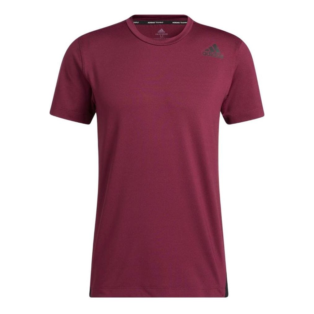 Men's adidas Colorblock Logo Training Short Sleeve Japanese Version Purple Red T-Shirt H29179