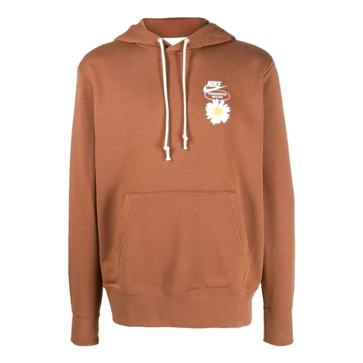 Nike Flowers Pattern Printing Pullover Hooded Long Sleeves Hoodie Men's Light Brown DM4992-204
