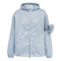 Men's PRADA Re-Nylon hooded Long Sleeves Jacket Blue SGB740-1WQ8-F0637-S-202