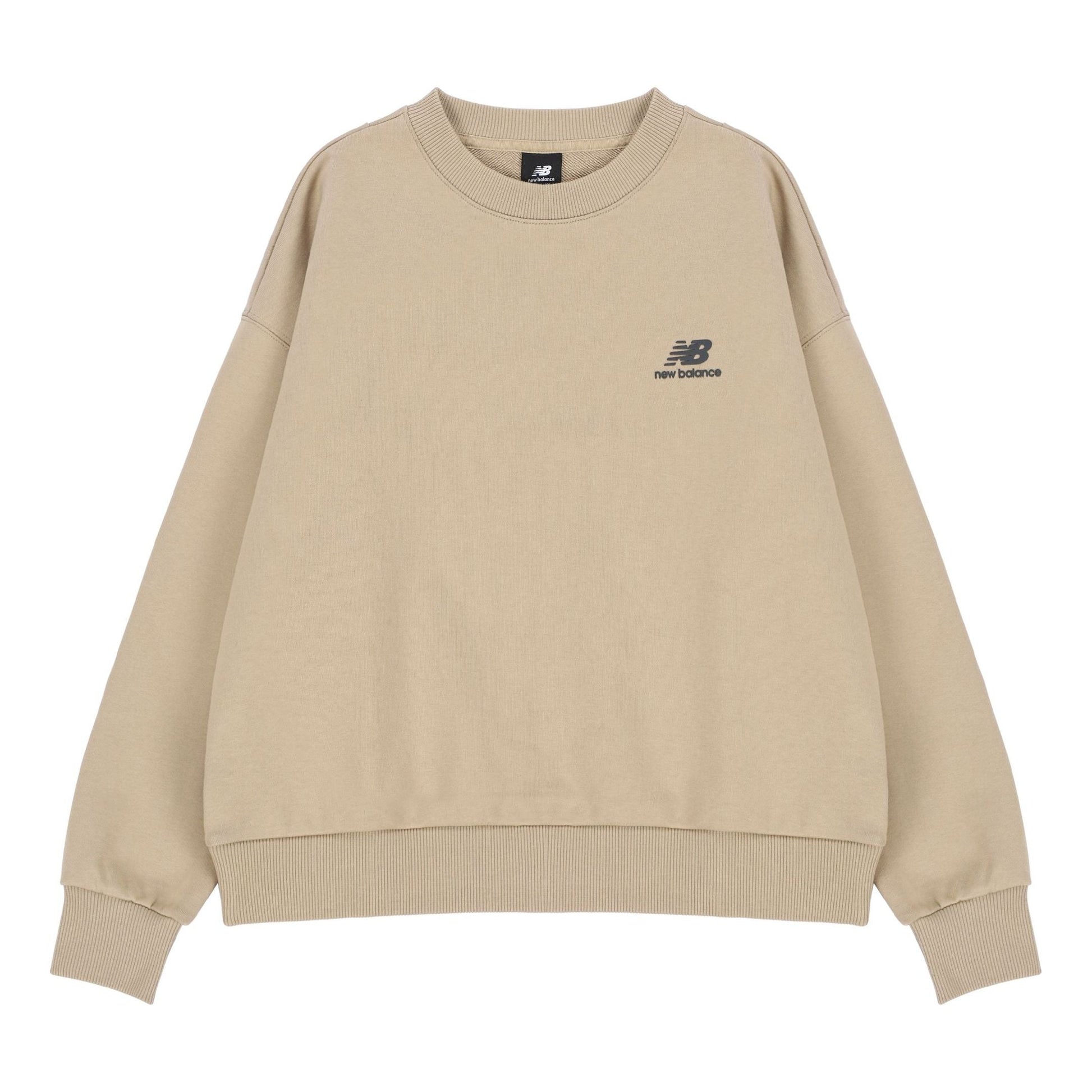 (WMNS) New Balance Alphabet Printing Sports Pullover Round Neck Khaki Hoodie AWT21305-MS