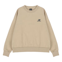(WMNS) New Balance Alphabet Printing Sports Pullover Round Neck Khaki Hoodie AWT21305-MS