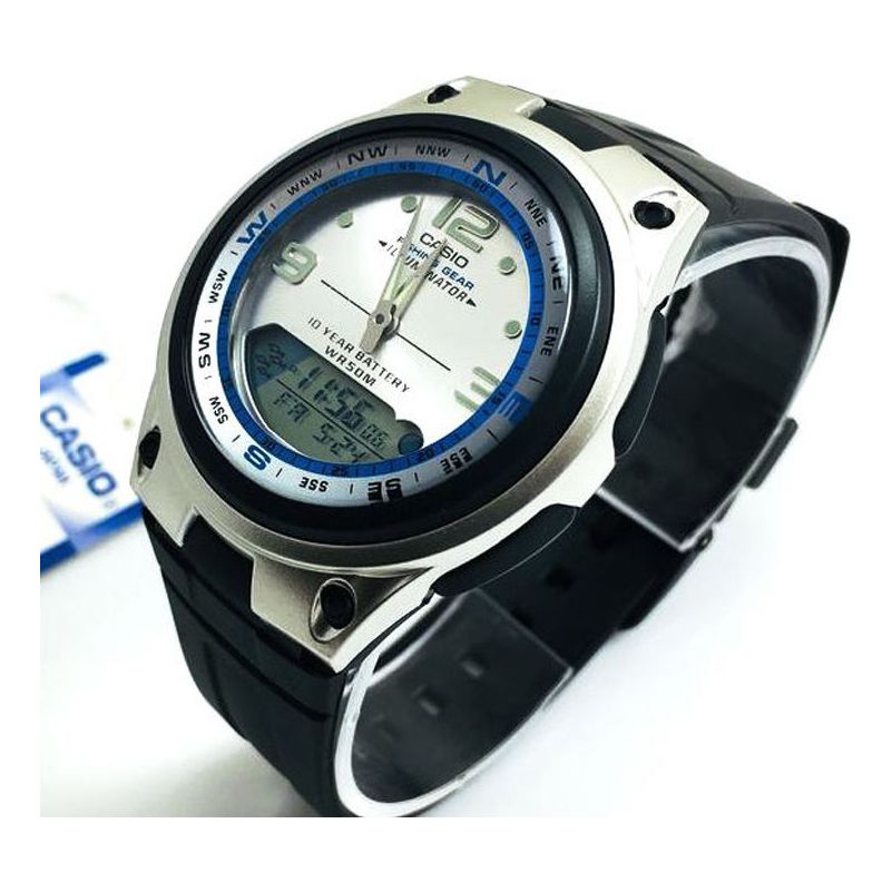 CASIO Mens SilverBlack Analog/Digital Combo AW-82-7AQ