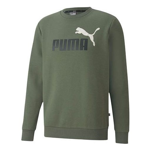 PUMA Casual Sports Round Neck Pullover Knit Dark Green 585188-64
