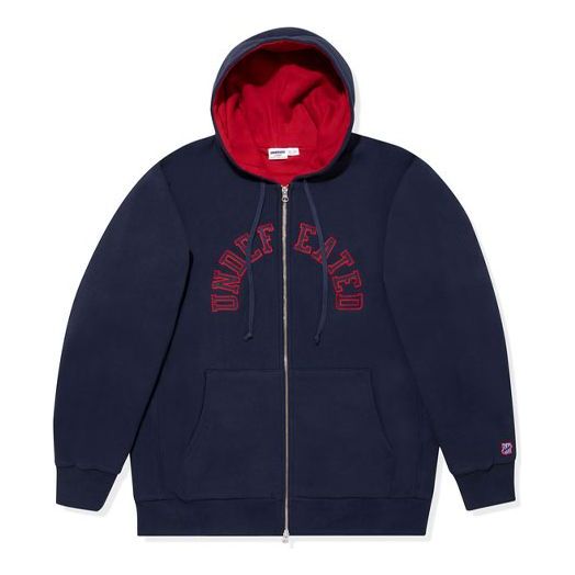 Men's UNDEFEATED Alphabet Logo Pattern Contrasting Colors Alphabet Embroidered Zipper Black 20048
