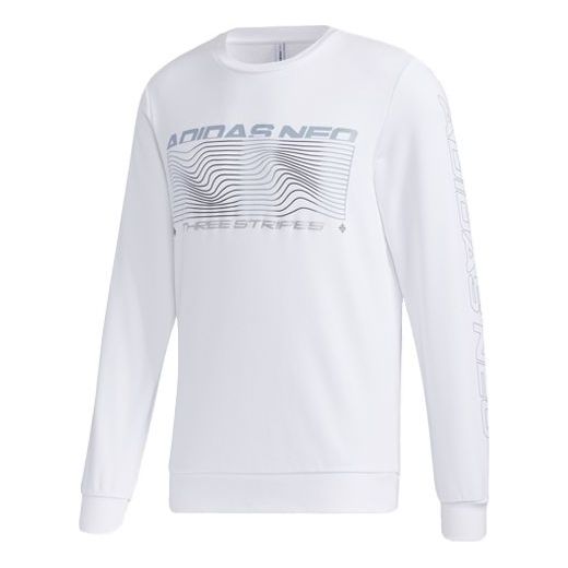 adidas neo M Ss Nn Swt 2 Printing Casual Sports Long Sleeves Round Neck White GQ7060