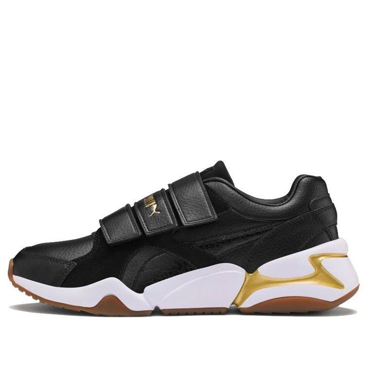 (WMNS) PUMA Nova V Leather Black/Gold 369843-01