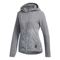 (WMNS) adidas Own The Run Hooded Wind Jacket Asia Sizing 'Grey' ED9302
