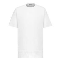 Men's DIOR FW21 Solid Color Alphabet Jacquard Short Sleeve White T-Shirt 143J647A0677-C080