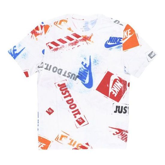 Nike Sportswear Just Do It Logo Printing Short Sleeve White BQ0327-100