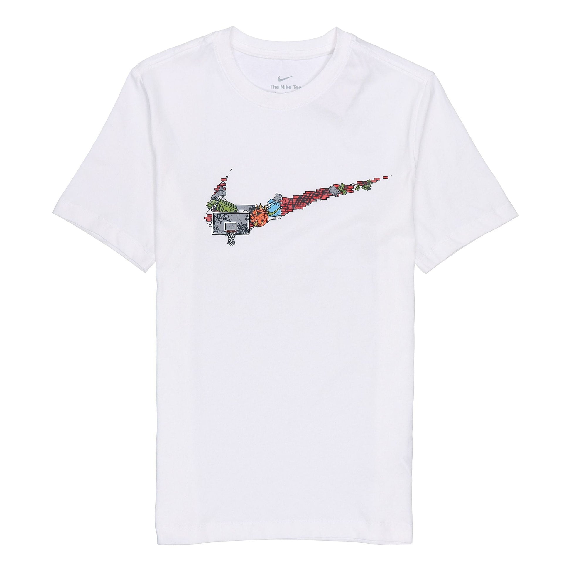 Nike Cartoon Pattern Large Logo Printing Round Neck Casual Short Sleeve White DR1288-100