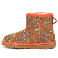 UGG Classic Mini Graffiti Fleece Lined Big Boys Brown 1103615K-CHE
