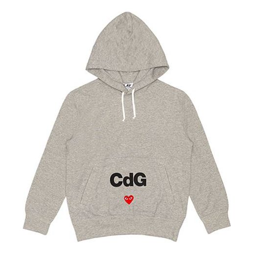 COMME des GARCONS PLAY x CDG Logo Drawstring Hoodie 'Grey' AE-T104-051-1
