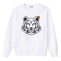 (WMNS) KENZO SS21 Round Neck Pullover Printing Tiger Head Long Sleeves White Hoodie FA62SW8904MO-01