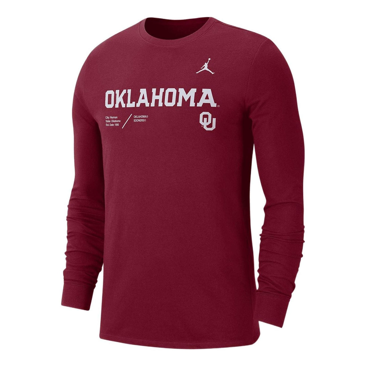 Men's Air Jordan SS22 Solid Color Alphabet Printing Round Neck Long Sleeves Wine Red T-Shirt DO6799-613